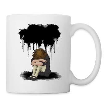 Trauriges Mädchen schwarz Wolke Depression - Tasse - Weiß - Rechts
