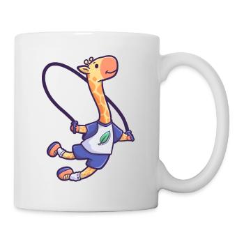 Giraffe jumping rope sport gift - Mug - white - Right