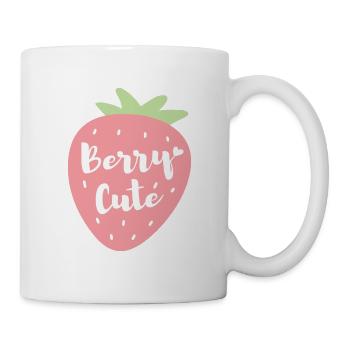 Strawberry Berry Cute Pun Illustration - Tasse - Weiß - Rechts