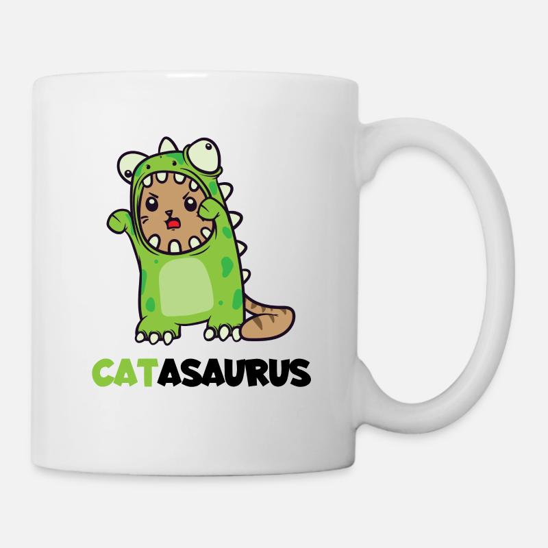Catasaurus Katze Dino Kostüm Dinosaurier - Tasse - Weiß