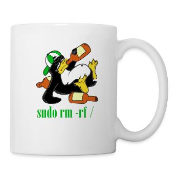 Linux Pinguin Sudo Admin Lustig Informatik PC Nerd - Tasse - Weiß - Rechts