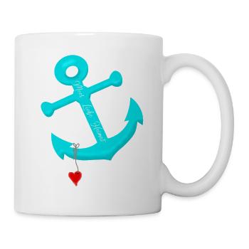 Meer Liebe Heimat- Anker Herz - Tasse - Weiß - Rechts