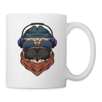 Cooler Mops DJ mit Kopfhörergeschenk für DJs oder Mops - Tasse - Weiß - Rechts