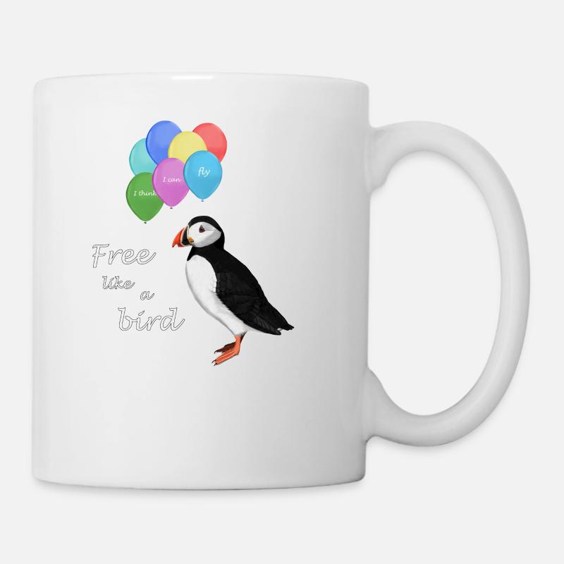 Puffin Free Like A Birds Bird Drawing - Mug - white