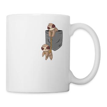 Poche poitrine Paresseux drôle Animaux T-shirt - Mug blanc - blanc - Droite
