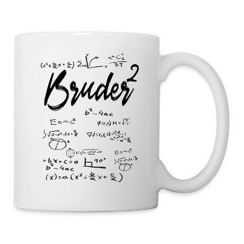 Bruder hoch 2 Bruder Quadrat Zwillinge Physiker - Tasse - Weiß - Rechts