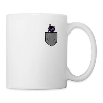 Süße schwarze Katze in Brusttasche Lustig Geschenk - Tasse - Weiß - Rechts