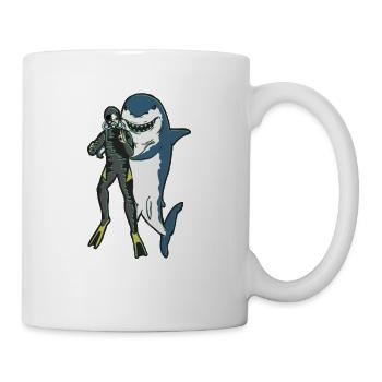 Hai taucher - Tasse - Weiß - Rechts