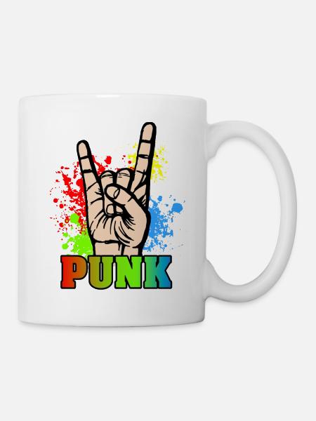 Punk Rock Handzeichen Geschenk Punkrock Fans - Tasse - Weiß