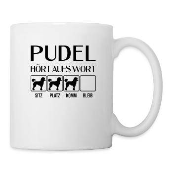 Pudel - Hört aufs Wort - lustiges Hunde Geschenk - Tasse - Weiß - Rechts