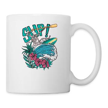 SUP Surfer Stand Up Paddle Surfing Skeleton Wave - Mug - white - Right