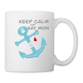 Keep calm and say moin. Maritime anchor heart sea - Mug - white - Right