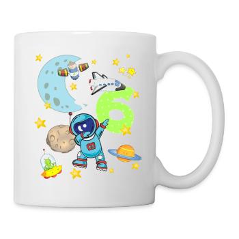 Astronaut 6 year birthday six space rocket - Mug - white - Right