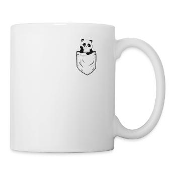 Cute panda in breast pocket Funny gift kids - Mug - white - Right