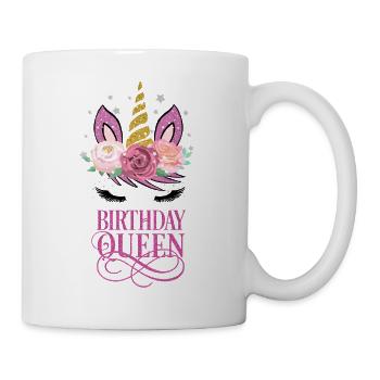 Birthday Queen Einhorn Geburtstag Mädchen Damen - Tasse - Weiß - Rechts