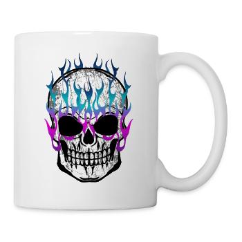 Crâne de flamme rock musique heavy metal cadeau - Mug blanc - blanc - Droite