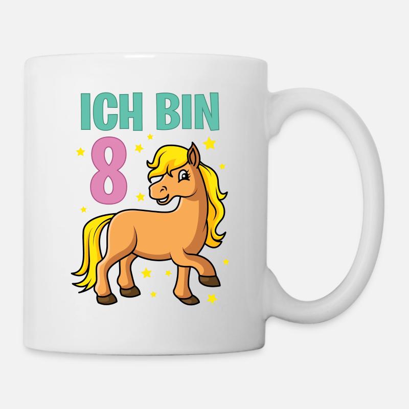 Kinder Geburtstagsshirt Pferd 8 Geburtstag Mädchen - Tasse - Weiß