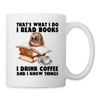 C'est ce que je fais, je lis des livres et je bois du café - Mug blanc - blanc - Droite