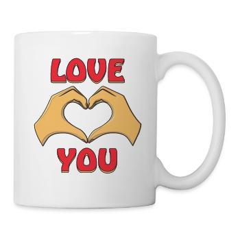 Hands 3D heart LOVE YOU - Mug - white - Right