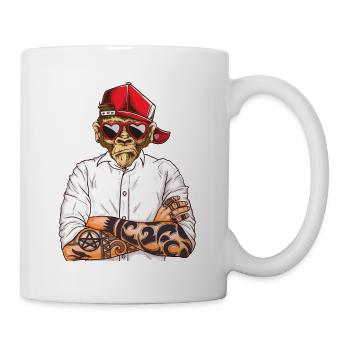 Cool Monkey avec lunettes de soleil et casquette en forme de cœur - Mug blanc - blanc - Droite