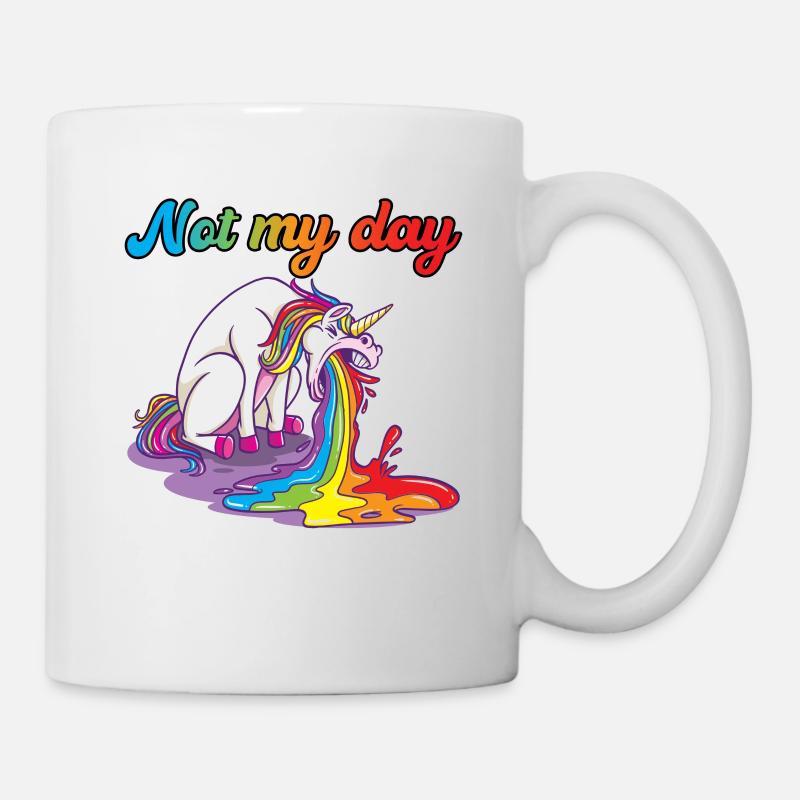 La licorne Not My Day crache du vomi - Mug blanc - blanc