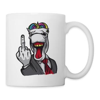 Affaires de doigt du milieu Licorne - Mug blanc - blanc - Droite