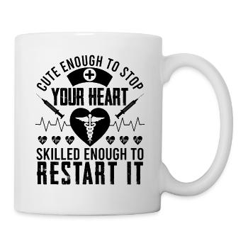 Cute Enough to Stop Your Heart Nurse Funny - Mug - white - Right