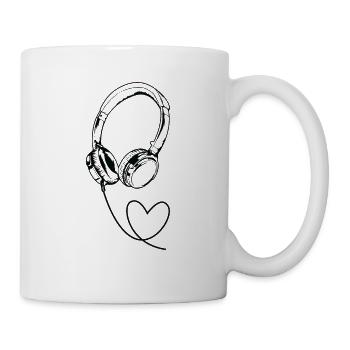 Kopfhörer "Musik mit Herz" - Tasse - Weiß - Rechts