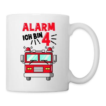 Feuerwehr 4 Geburtstag - Tasse - Weiß - Rechts