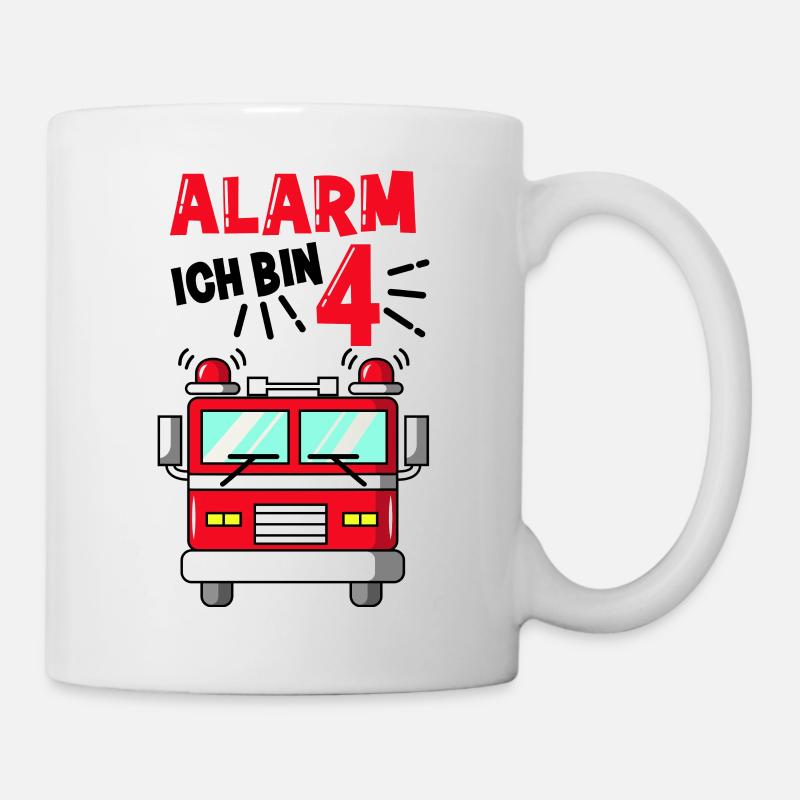 Feuerwehr 4 Geburtstag - Tasse - Weiß