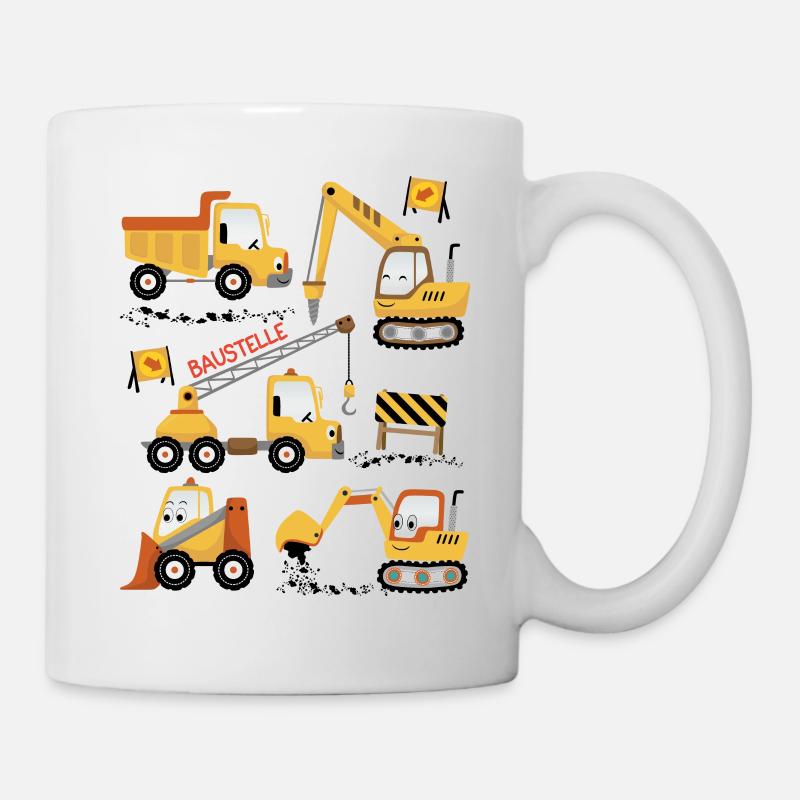 Véhicules de chantier mignons - Mug blanc - blanc