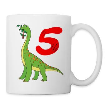 Dino Kinder 5 Jahre Dinosaurier 5. Geburtstag - Tasse - Weiß - Rechts