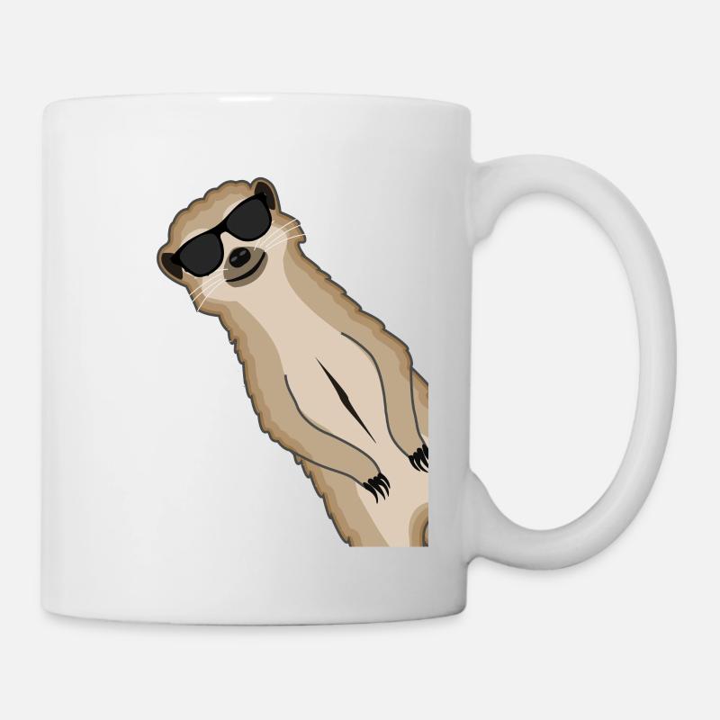 Erdmännchen Sonnenbrille Lustig Geschenk tiere - Tasse - Weiß