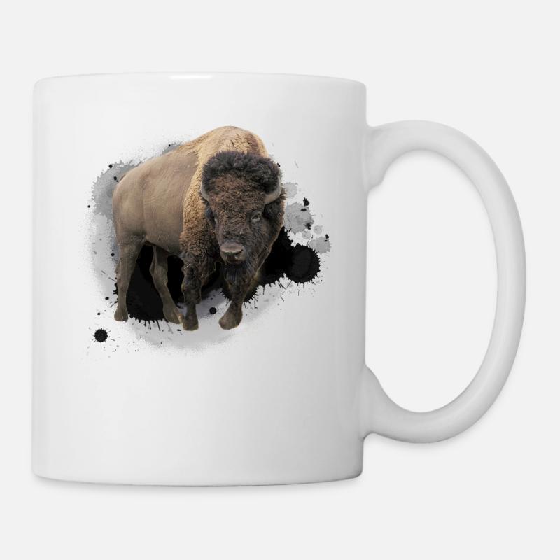 Bison buffalo cattle design illustration gift - Mug - white