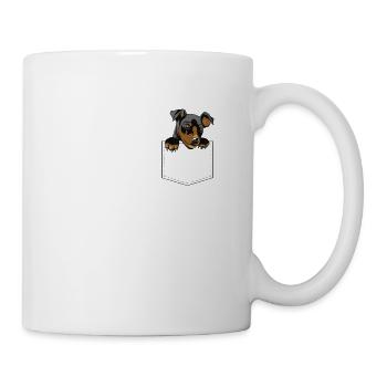 Chien Pinscher nain dans un cadeau de poche poitrine - Mug blanc - blanc - Droite