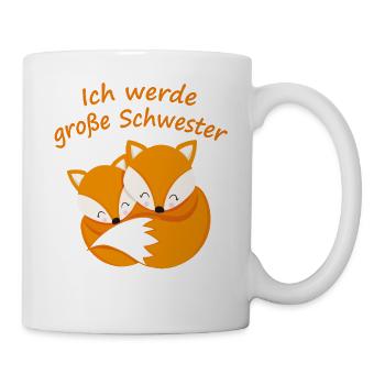 Ich werde Große Schwester Geschenk Mädchen Fuchs - Tasse - Weiß - Rechts