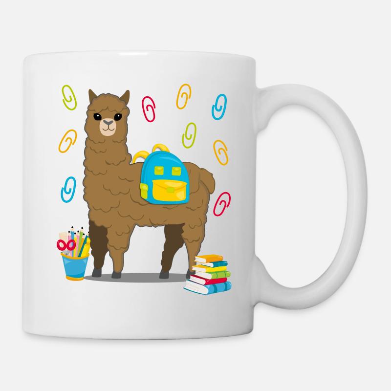 Lama Alpaka Einschulung Schulbeginn Geschenk - Tasse - Weiß