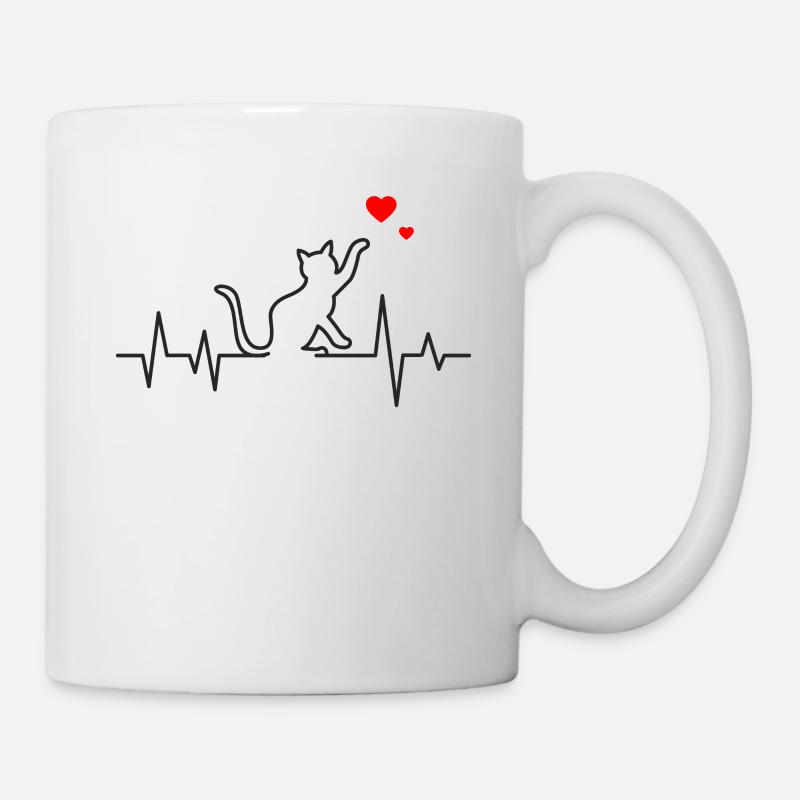 Katze Herzschlag - Tasse - Weiß