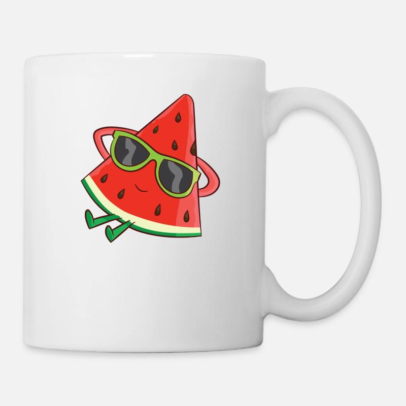 Cool Relaxing Watermelon With Sunglasses - Mug - white