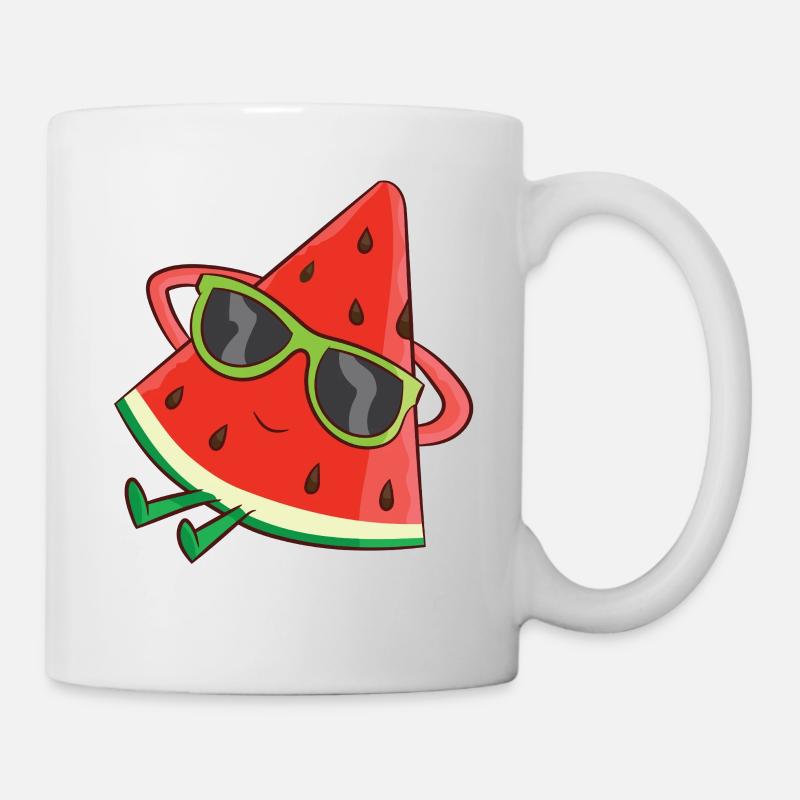 Cool Melon Relaxing Watermelon With Sunglasses - Mug - white