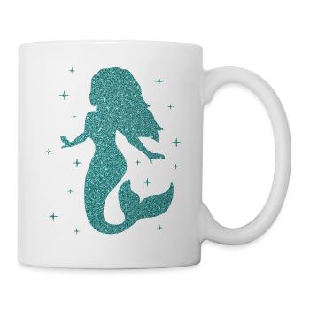 Mermaid ladies girls gift glitter mermaid - Mug - white - Right