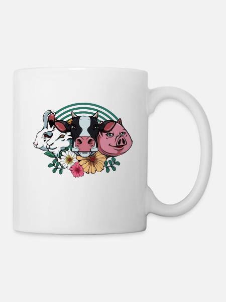Love All Animals Tiere Veganer Vegetarier Geschenk - Tasse - Weiß