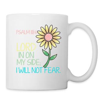 Bible - Psalm 118:6 Verse Flower - Church - Tasse - Weiß - Rechts