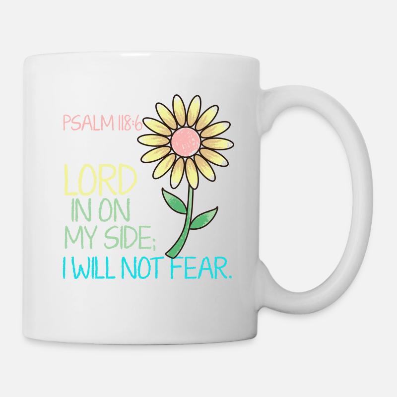 Bible - Psaume 118: 6 versets Fleur - Eglise - Mug blanc - blanc
