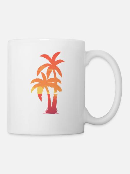 Palm Tree Distressed Beach Design - Tasse - Weiß