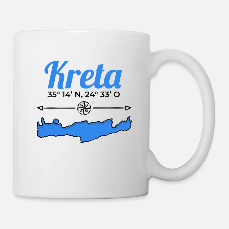 Grèce Crète coordonne le voyage de vacances sur l'île - Mug blanc - blanc