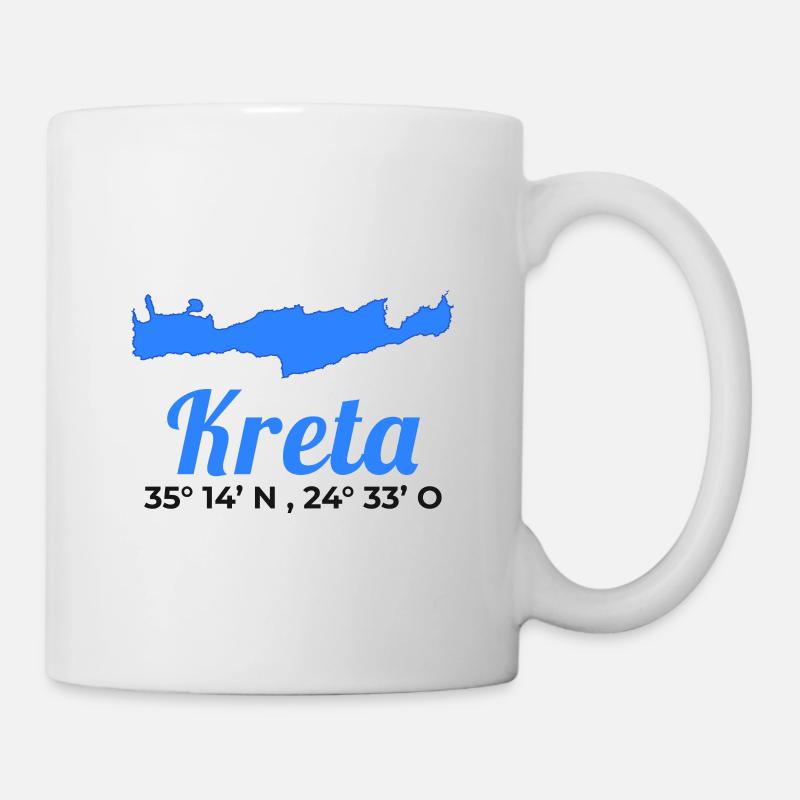Grèce Crète coordonne le voyage de vacances sur l'île - Mug blanc - blanc