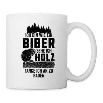 Schreiner Holz Biber Bauherr Tischler Zimmermann - Tasse - Weiß - Rechts
