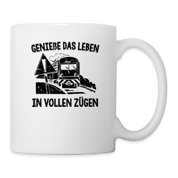 Eisenbahn Lok Rente Modelleisenbahn Ruhestand Zug - Tasse - Weiß - Rechts