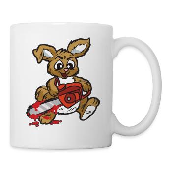 böser Hase mit Kettensäge - Tasse - Weiß - Rechts